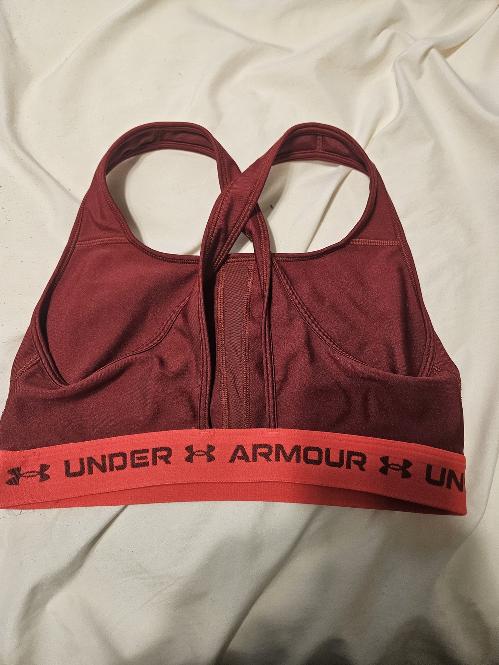Under Armour Maroon Sports Bra with Red Logo Band